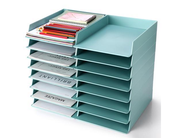16 Pack Stackable Paper Trays Plastic Letter Tray Desk Organizer Paper Holder Organizer Storage Office Desk Accessories for Classroom Magazine File.