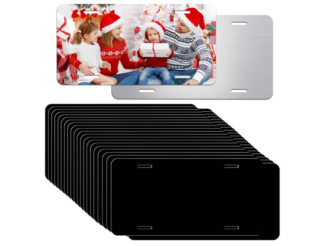 100 Pack Black Aluminum License Plate Blanks 6x12 Inch Metal Tags for Laser Engraving, Vinyl, UV Printing, Bulk Custom Design Plates - 0.025...