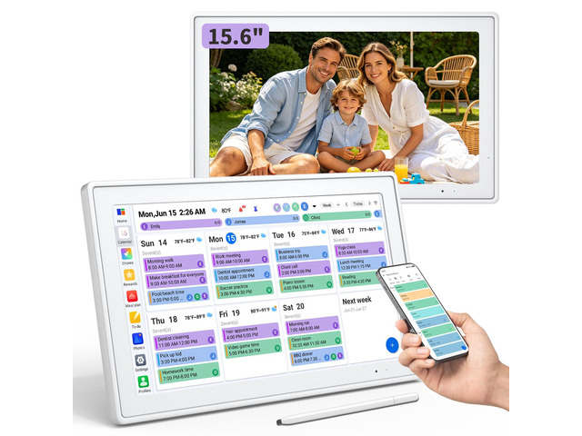 Digital Calendar, 15.6' HD Touchscreen Family Calendar Organizer, Smart Family Planner with Chore Chart, Meal Planner, To-Do List & Digital Photo...