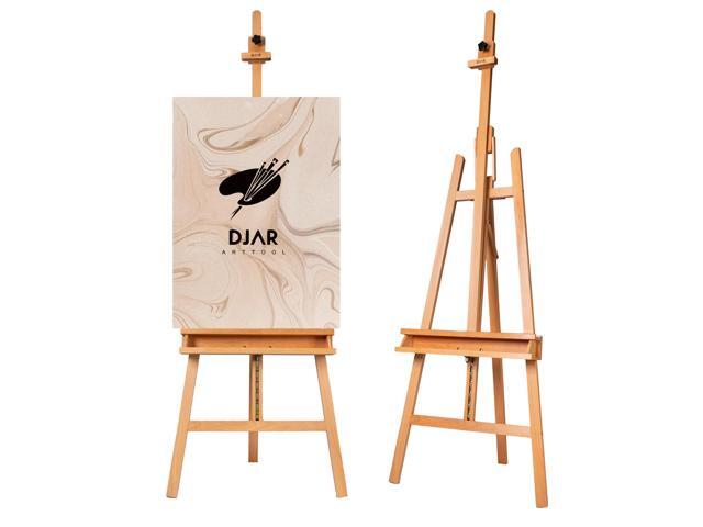Large Painters Easel for Painting, Holds Canvas up to 49', Natural Sturdy Solid Beech Wood Studio Floor Display Stand, Adjustable Artist Easel...