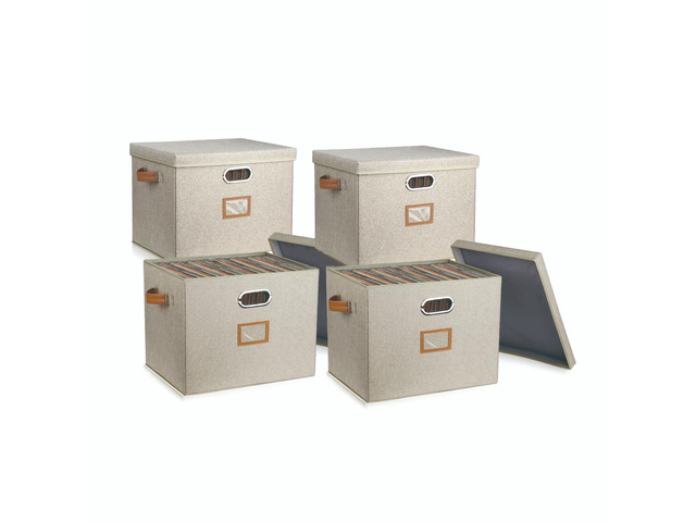 12-Inch Vinyl Record Storage Boxes with Lids and Handles, Stylish and Practical LP Record Organizer for 100+ Single Records, Suitable for Living...