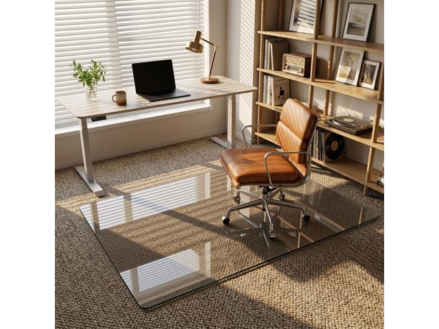 40' x 60' Office Chair Mat for Carpet, Tempered Glass Chair Mat with Rounded Corners and Polished Edges, Desk Floor Mat for Carpet, Hardwood Floor,...