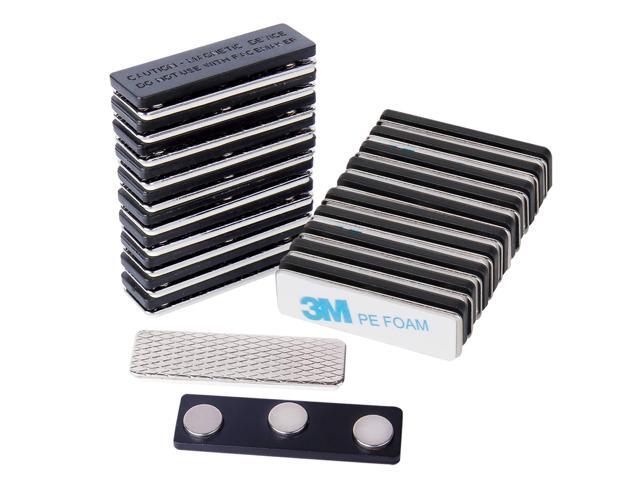100 Pack Name Badge Magnets, Magnetic Name Badge Holders, Name Tag Magnet Backs with 3 Powerful Neodymium Magnets and 3M Adhesive Front Plate