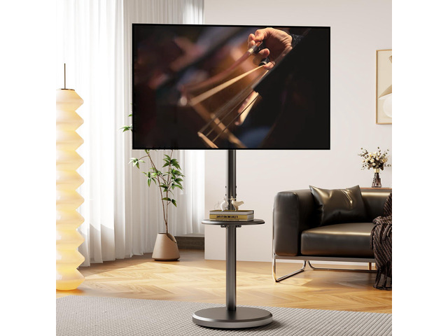 Rolling TV Stand with Wheels for 10-46 Inch TVs, 88 lbs, Black Portrait or Landscape, Height Adjustmen Mobile TV Cart, ±10° Tilt and 90°Rotating,...