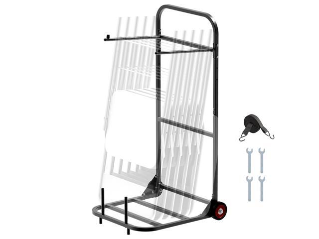 Folding Chair Rack, 100 LBS Capacity, Heavy-Duty Chair Cart for Hanging 10 Chairs, Multi-Function Metal Chair Storage Dolly with Rubber Wheels,.