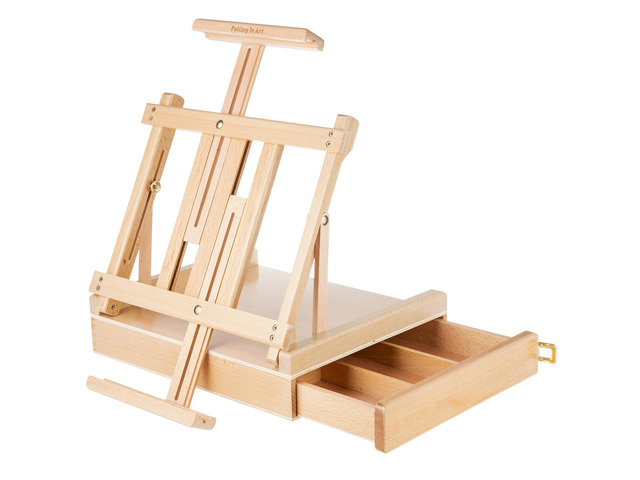 Adjustable Sketchbox Tabletop Easel with Storage Drawer Portable Beechwood Desktop Easel for Painting, Suitable for Beginners and Artists, Holds...