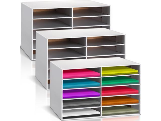 3 Pcs Classroom Paper Storage Organizer Construction Paper Storage Desktop Mailbox File Sorter Sturdy Cardboard Literature Organizer for Home...