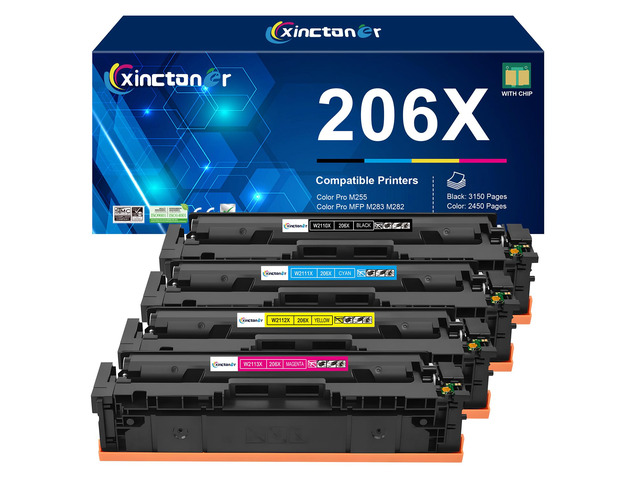 206X Toner Cartridges 4 Pack High Yield MFP M283fdw M283cdw Toner Replacement for HP 206X Toner Cartridges Use with HP Color Laser Jet Pro MFP...