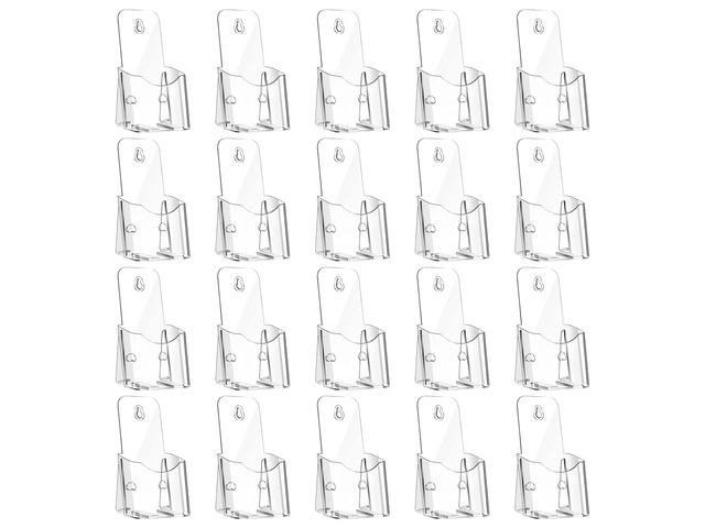 20 Pcs Acrylic Brochure Holder 4x7.9 Inch Brochure Display Stand Clear Literature Holder with Hanging Hole, Desktop Storage for Brochure, Magazine,...