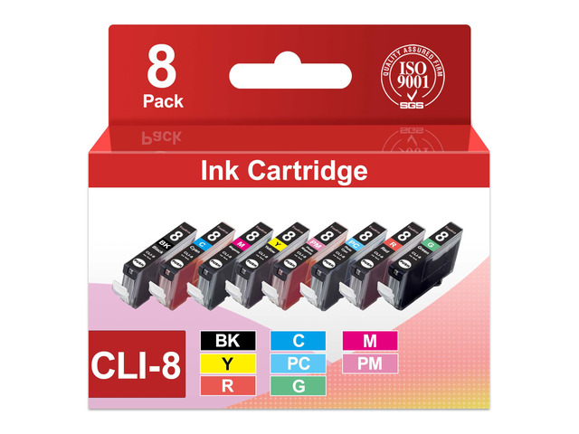 CLI-8 Ink Cartridges Replacement for Canon CLI8 CLI 8 Ink Work with Pro9000 Pro9000 Mark II Pro9000 Pro 9000 Printers 8-Pack