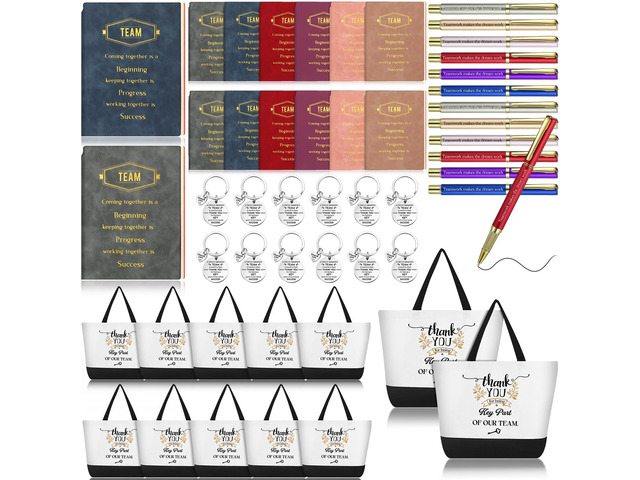 12 Sets Team Appreciation Gifts for Employee Bulk A5 Leather Notebook Canvas Tote Bags Keychain Ballpoint Pens Thank You Appreciation Gifts for...
