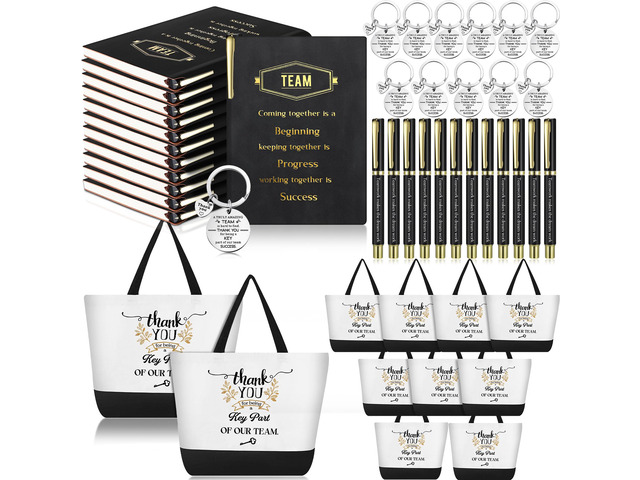 12 Sets Team Appreciation Gifts for Employee Bulk A5 Leather Notebook Canvas Tote Bags Keychain Ballpoint Pens Thank You Appreciation Gifts for...