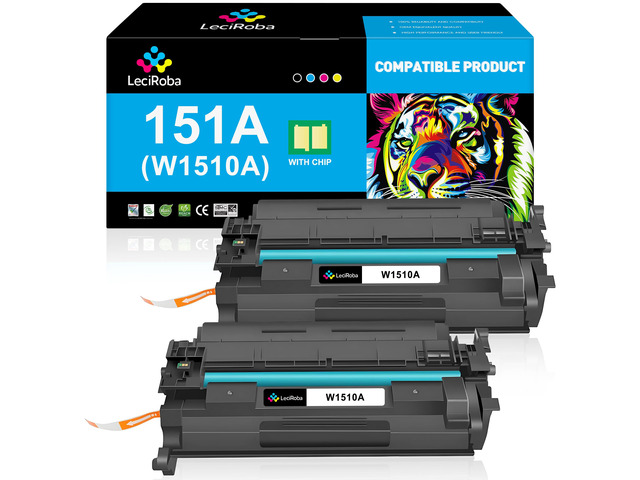 Compatible 151A W1510A 151X W1510X Black Toner Cartridge, 2-Pack for HP LaserJet Pro 4003d 4003dn 4003dw 4003w 4103dw 4103fdn 4103fdw Printer...