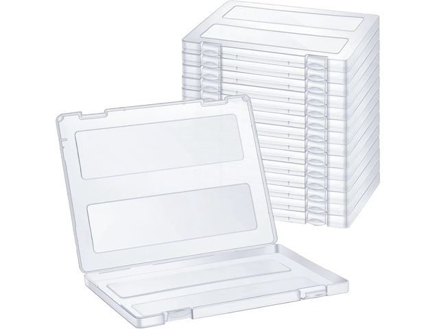 15 Pieces A4 File Box Paper Photo Storage Box Document Organizer Clear Plastic, 12.52 x 9.5 Inch, Dustproof and Sturdy, Snap Closure, Portable Case...
