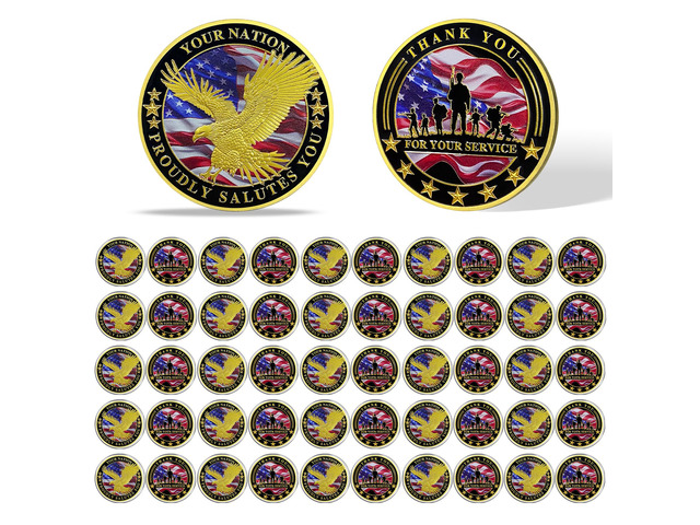 50 Pack Military Challenge Coins, Veteran Thank You Coin Thank You for Your Service, Veterans Day Gifts Bulk, Military Appreciation Tribute,...
