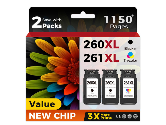 Compatible Ink Cartridges Replacement for Canon 260XL 261XL pg-260 cl-261 XL for TS6400 TS6420 TS6420a TR7020 TR7020a TR7022 TS5300 TS5320 Printers...