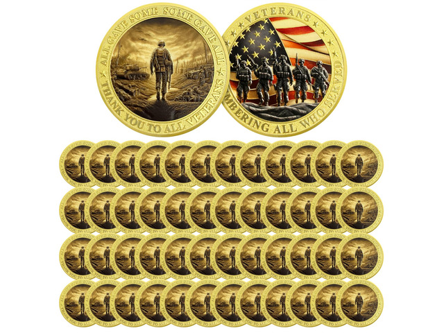 50 PCS Military Veteran Challenge Coins Remembering All Who Served Tokens Bulk Military Appreciation Gifts for Veterans Day Memorial Day Retirement...