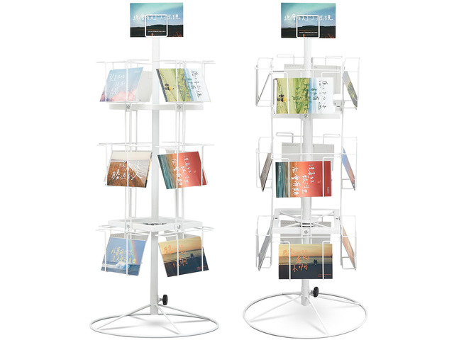 2 Pcs 12 Pocket 3 Tier Metal Rotating Card Display Stand for 5'x7' Cards Rotating Countertop Greeting Card Rack Spinning Postcard Greeting Card...