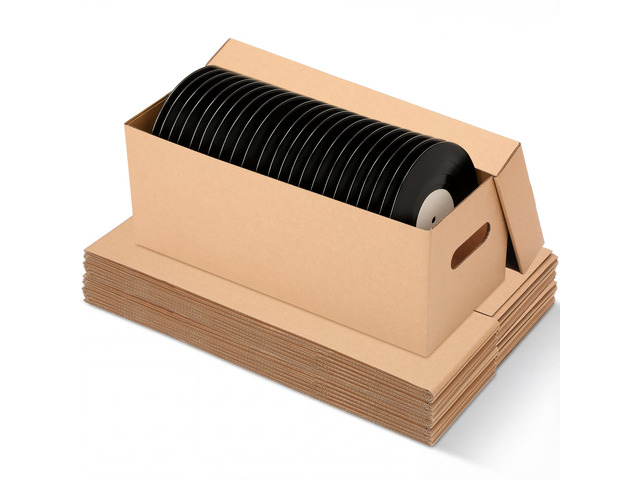 10 Set 7 Inch Vinyl Record Storage Box with Lid and Handle Holds 60 Records Each, Corrugated Cardboard with Removable Lid for Dust Protection,...