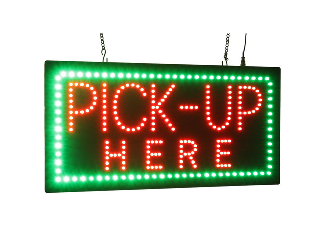 Pick-Up Sign, 19'x10', 48x24cm, LED, Neon, Florescent, Signage, Signboard, Display, Billboard, Screen, Grand Opening, Gift