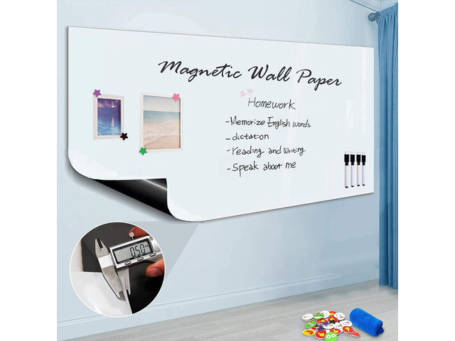 Magnetic Whiteboard Sticker for Wall/Door, 60' x 36' Large Self Adhesive White Board Wallpaper, Whiteboard Contact Paper, Large Dry Erase...