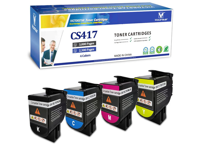 4 Colors Compatible Toner Cartridges CS317 CX317 CS417 CX417 CS517 CX517 Standard Capacity 3000 Pages BK, 2300 Pages CMY for Lexmark Printer...