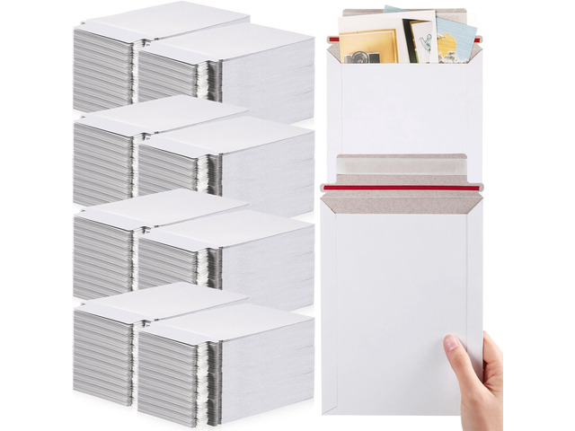 200 Pack Rigid Mailers 9.25 x 11.8 Inches Resealable Photo Document Mailers Cardboard White Stay Flat Envelopes for Shipping Photos Pictures Papers...