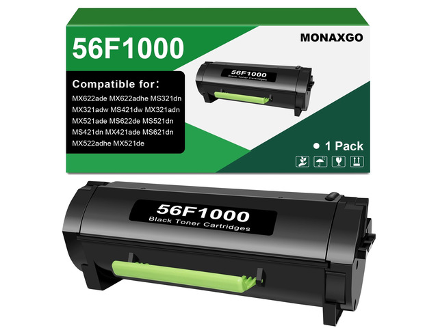 56F1000 Black Toner Cartridge High Yield 6,000 Pages 1 Pack Compatible for Lexmark MS621 MS321 MS421 MS521 MS621 MS622 MX321 MX421 MX521 MX522...