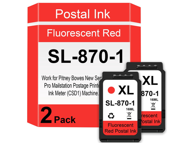 SL-870-1 XXL Red Ink Cartridge High Capacity Replacement for SL-870-1 Fluorescent Red Ink Cartridges Work for Pitney Bowes New SendPro Mailstation...