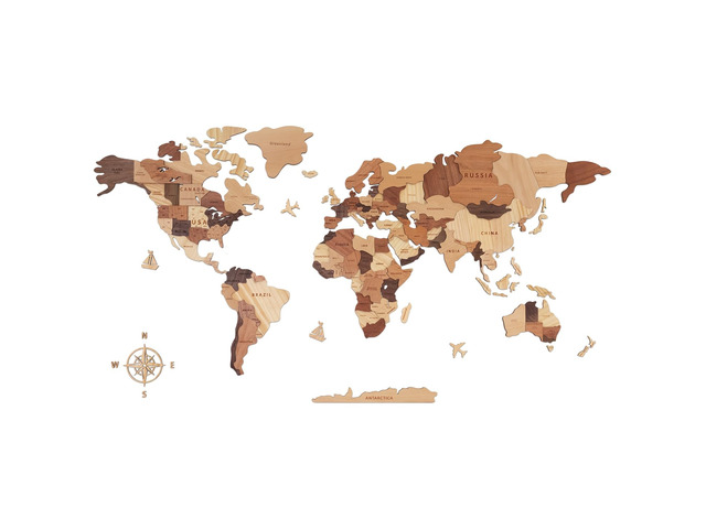 Wooden World Map 3D, Wood World Map Wall Art, Multilayered Wooden Map of The World Wall Decoration, Idea Housewarming Gift Large Wood Travel Map...