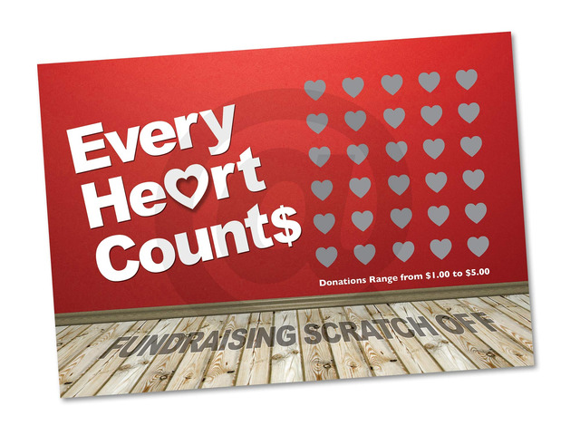 Every Heart Counts Fundraising Scratch Off Cards - (20 Cards) - Raise $2,000. You Keep All the Profit!