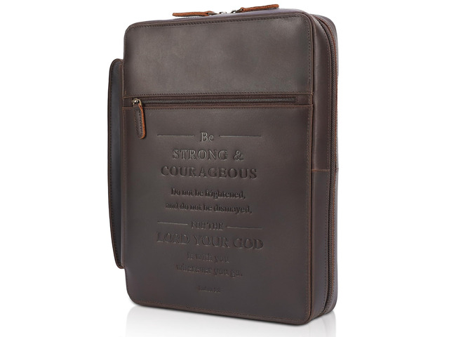 Full Grain Leather Bible Cover Carrying Book Case Church Bag, Bible Book Protector with YKK Zipper, Religious Gift for Men and Women