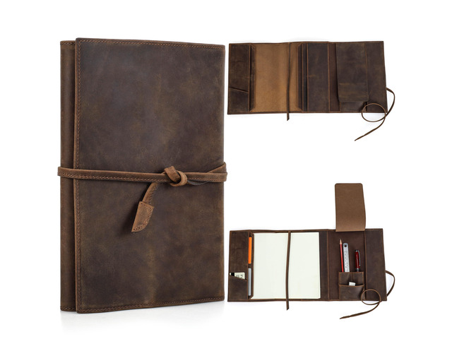 Top Grain Genuine Leather Travel Notebook Cover for Man & Woman, Handmade Vintage Design, Leather Refillable Journal Cover Fits A5 Size...