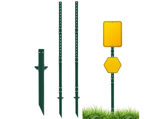 2 Pack 8' Sign Post Stake Metal for Outside, Heavy Duty Yard Sign Stake, Rust, Wind & Dust Resistant Sturdy Metal Pole for Outside, Yard, Road,...