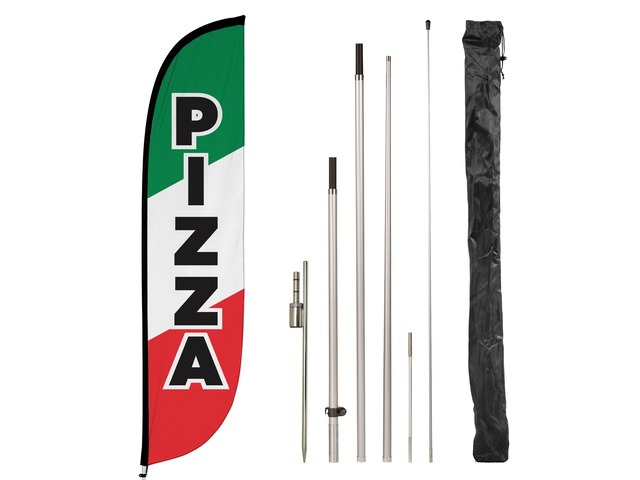Feather Flag Pole Kit - 12 Feet Tall Advertising Flag Banner with Fiberglass Pole Kit and Ground Spike for Business Promotion - Food & Restaurant...
