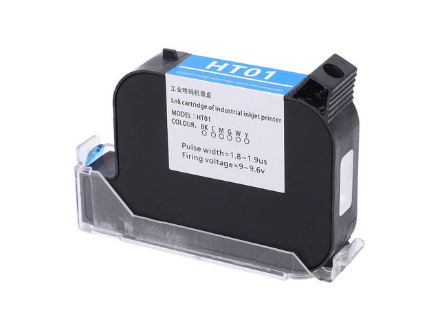 Handheld Printer Ink Cartridge, Quick Dry Replacement Printing Cartridge for Warehouse Production 42ML Black ABS 12.7mm Compatible with SC12 SC12T...