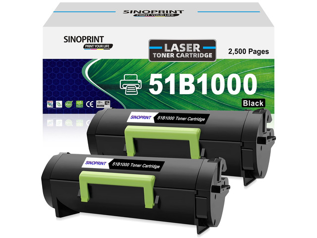 51B1000 Toner Cartridge MS417 Black for Lexmark MS417dn MX417de MS317dn MS517dn MX317dn MX517de MS617dn MX617de Printer(2 Packs Black)