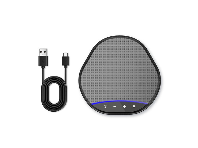 Conference Speaker and Microphone for Home Office and Meeting Room 360° Enhanced Voice Pickup with 2 AI Mics, Echo & Noise Reduction, USB-C Plug &...