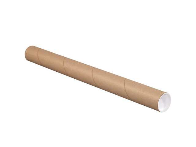 Kraft Mailing Tubes with Caps, 2 1/2' x 18', Pack of 34, for Shipping, Storing, Mailing, and Protecting Documents, Blueprints and Posters