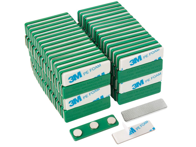Magnets 120 Pack Strong Magnetic Name Badge Holders with Steel Back Plate, Name Tags/ID Badge Magnets, Fastener with 3M Adhesive on Front...
