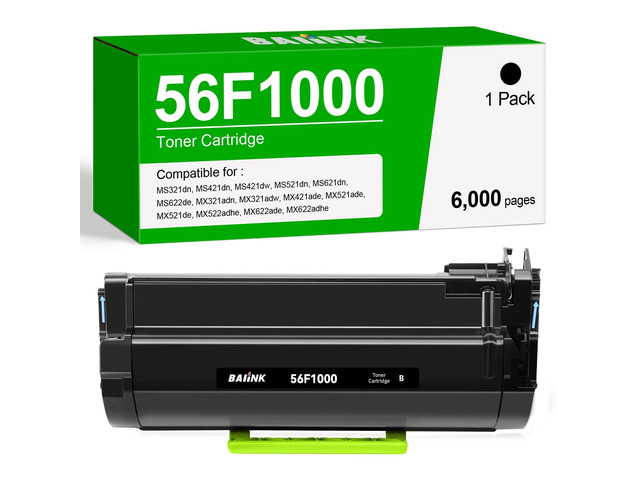 56F1000 56F1H00 Toner Cartridge High Yield 6,000 Pages Replacement for Lexmark 56F1000 for MS321 MX321 MS421 MX421 MS521 MX521 MS522 MX522 MS621...