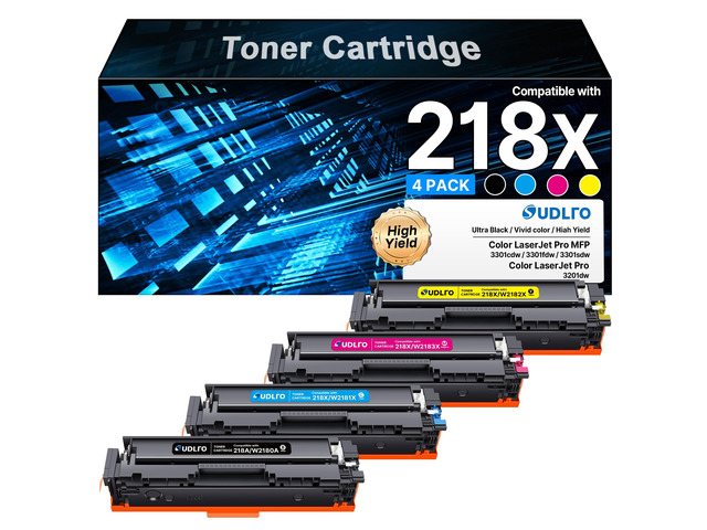 218X Toner Cartridges 4 Pack No Chip for HP 3301fdw 3301cdw 3201dw 218X high capacity toner cartridges 4 pack without chip for HP Color LaserJet...