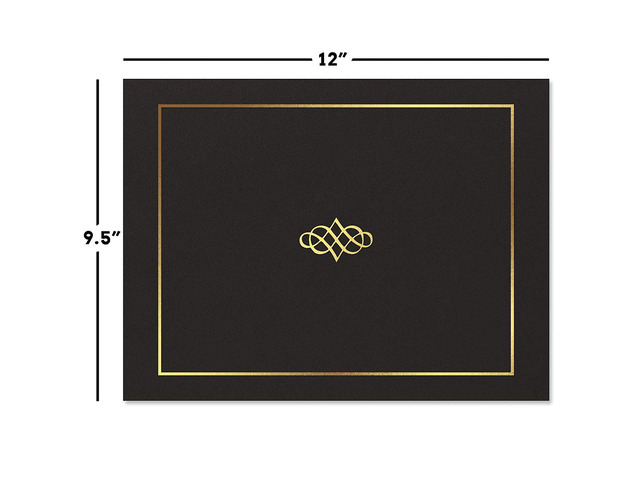 Ornate Black & Gold Certificate Folders - Pack of 25, Linen Cover 80 lb. Stock, Folded, Die-Cut Corners, for Office, Business Awards, Graduation,...
