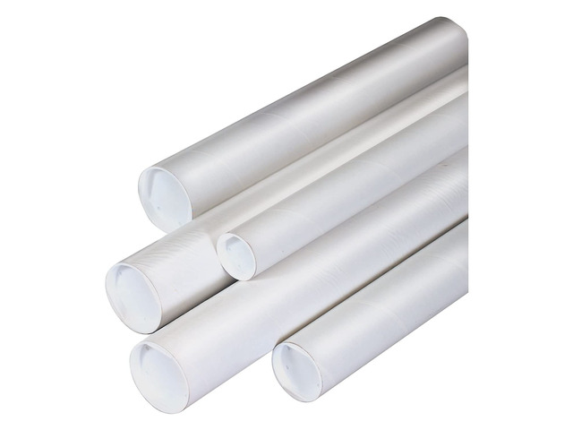 White Mailing Tubes with Caps 2.5' x 18', 34-Pack White Mailing Tubes with Caps 2.5' x 18', 34-Pack for Shipping, Mailing, Posters, Blueprints &...