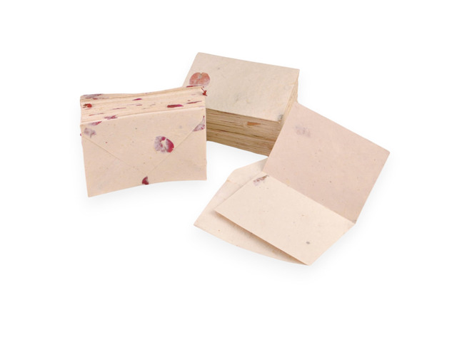 50 Pack Lokta Cherish Cards & Envelopes, Bougainvillea Handmade lokta paper greeting cards & matching vintage envelopes, blank note cards, pressed...