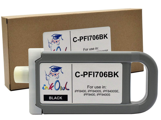 Compatible Ink Cartridge Replacement for Canon PFI-706BK (700ml, Black) for iPF8400, iPF8400S, iPF8400SE, iPF9400, iPF9400S Printers