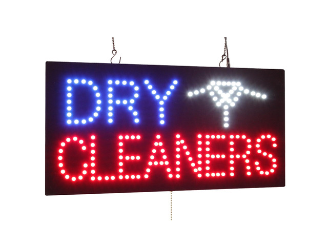 Dry Cleaners Sign, 24'x12', 60x30cm, LED, Neon, Florescent, Signage, Signboard, Display, Billboard, Screen, Grand Opening, Gift