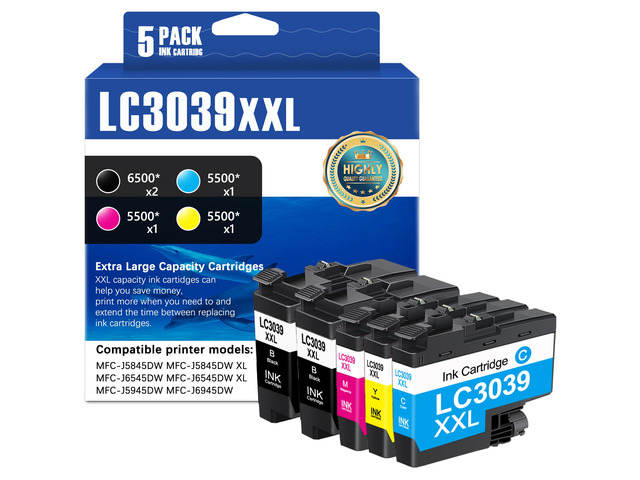 LC3039 BK/C/M/Y Ink Cartridges 5Pack Replacement for Brother LC3039 XXL Ink Replacement for Brother LC3039BK LC3039C LC3039M LC3039Y Ink...