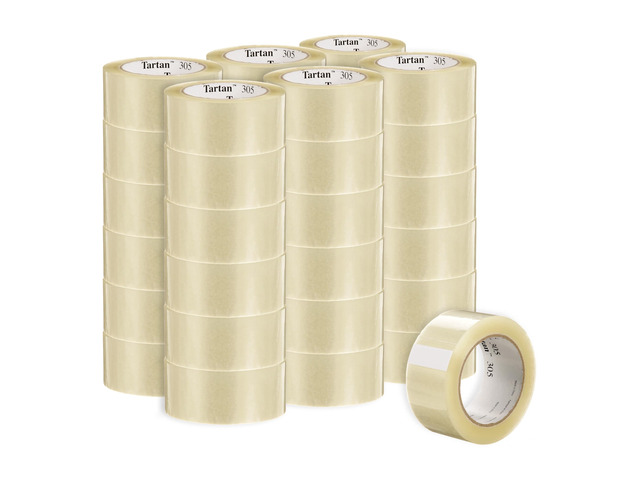 Tartan Box Sealing Tape 305, Clear, 1.88 in x 109.36 yds (48 mm x 100 m) 36 Rolls/Case, Light Duty, Durable