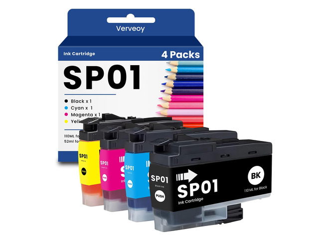 SP01 SP1 Sublimation Ink Cartridges Set for SP01BK SP01CS SP01MS SP01YS Ink Compatible for SP-1 SP01 Sublimation Ink Cartridges Replacement for...